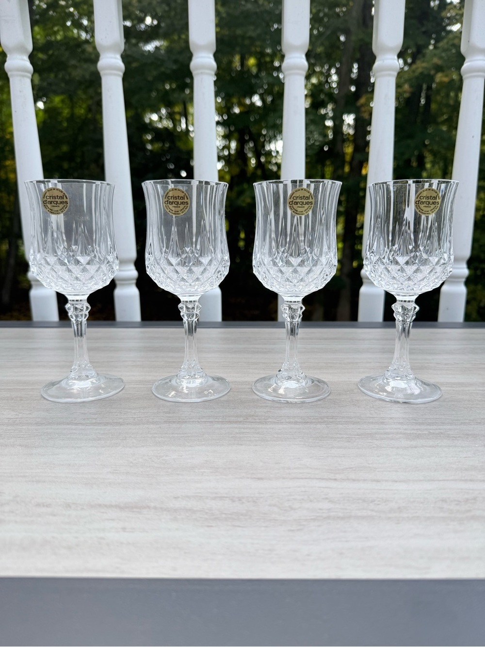Vintage Longchamp Cristal d’arques Crystal stemmed cut Wine Glasses - Set of 4